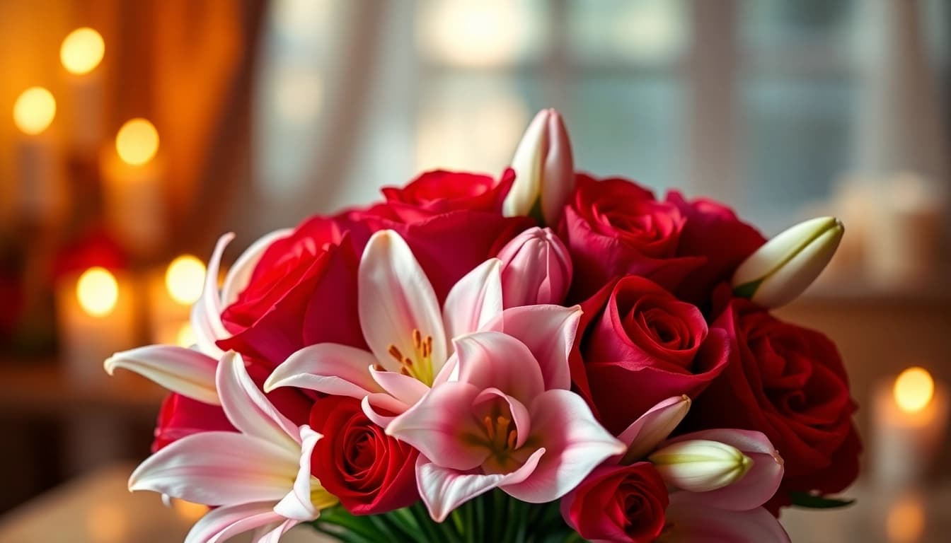 Beautiful valentines flowers in a heart-shaped bouquet showcasing love and elegance.
