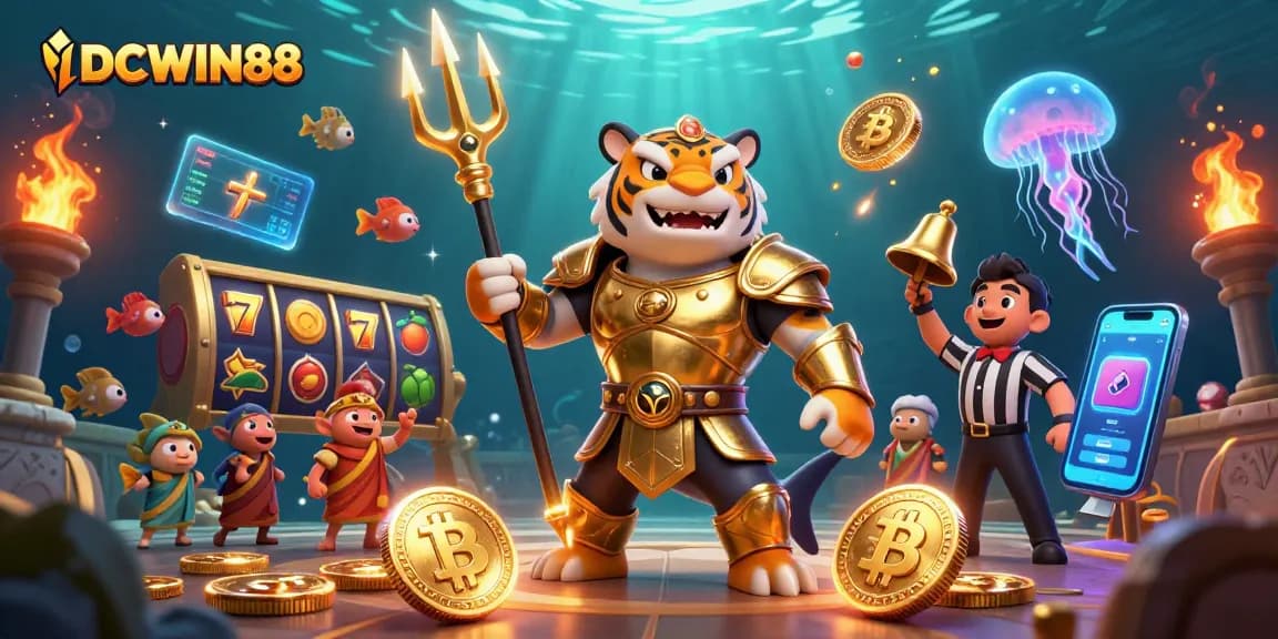 Experience thrilling gaming action with IDCWIN88's vibrant underwater casino showdown.