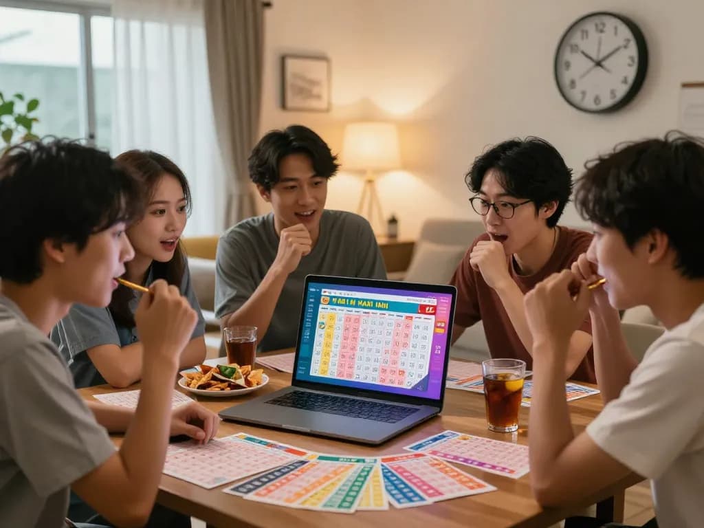 Players eagerly watching HK Hari Ini live lottery draw, creating a thrilling atmosphere.