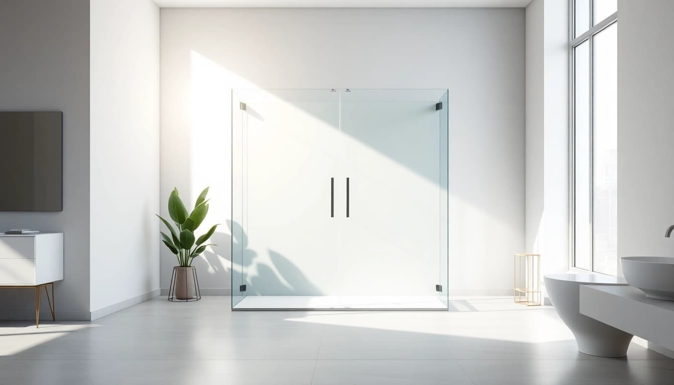 Elegant shower doors showcased in a modern bathroom setting exuding luxury and sophistication.