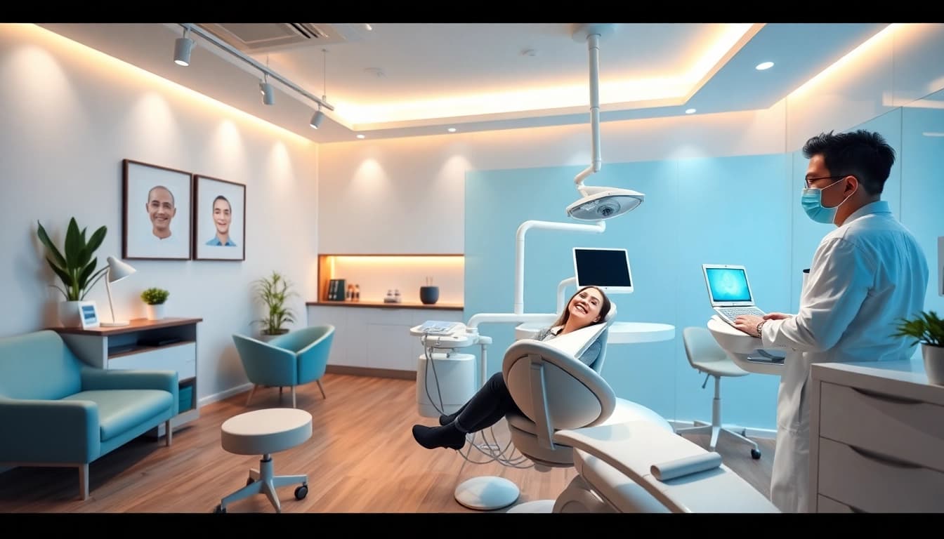 The best teeth whitening clinic in Kuala Lumpur featuring a modern dental treatment room with advanced whitening equipment and a smiling patient.