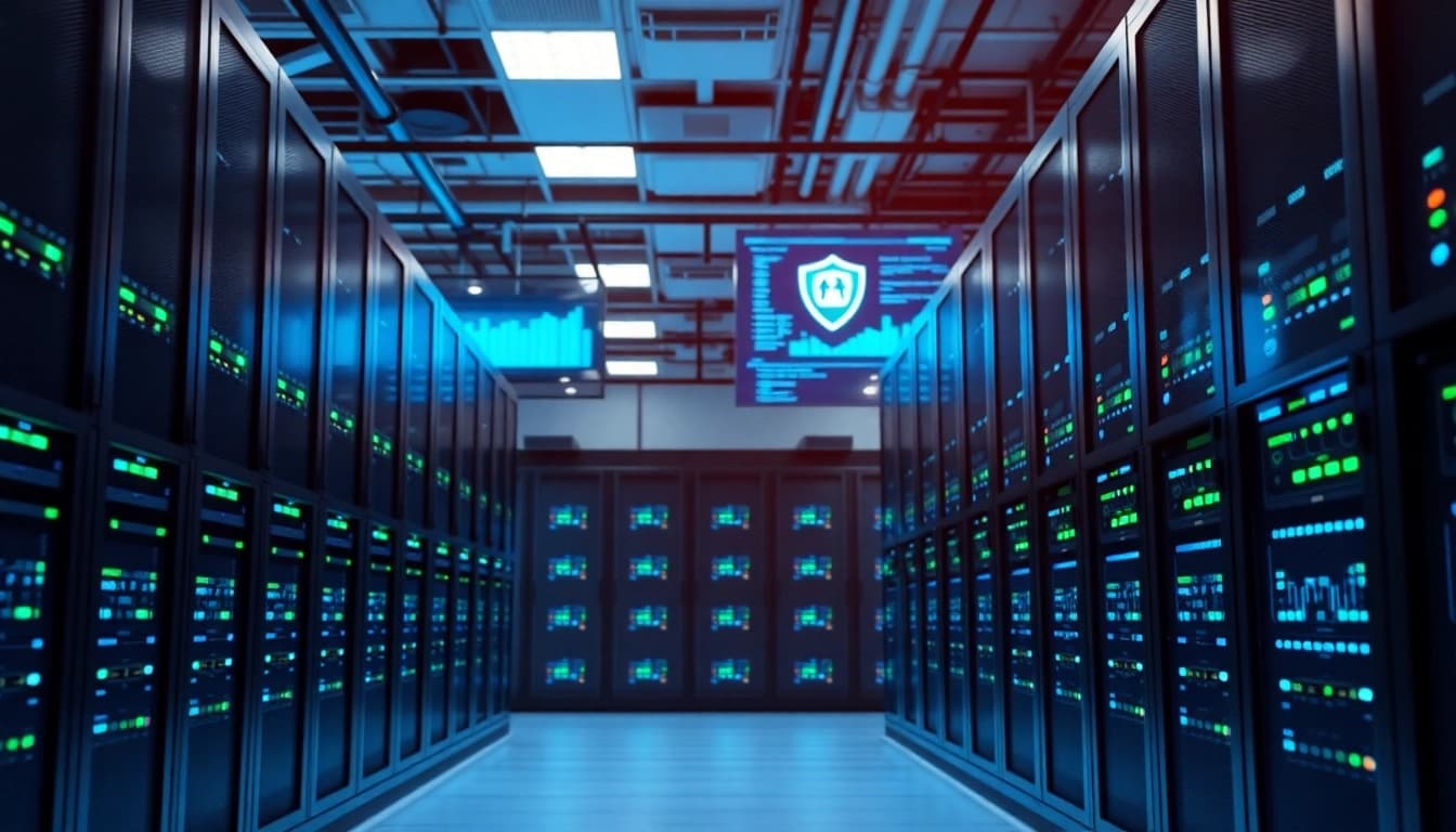 Enhance security and performance with CDN with DDoS Protection in a sleek data center.