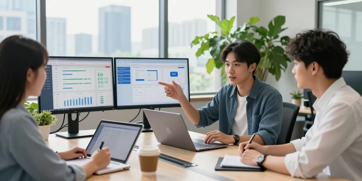 Collaboration in a modern office showcasing reseller hosting services and analytics.