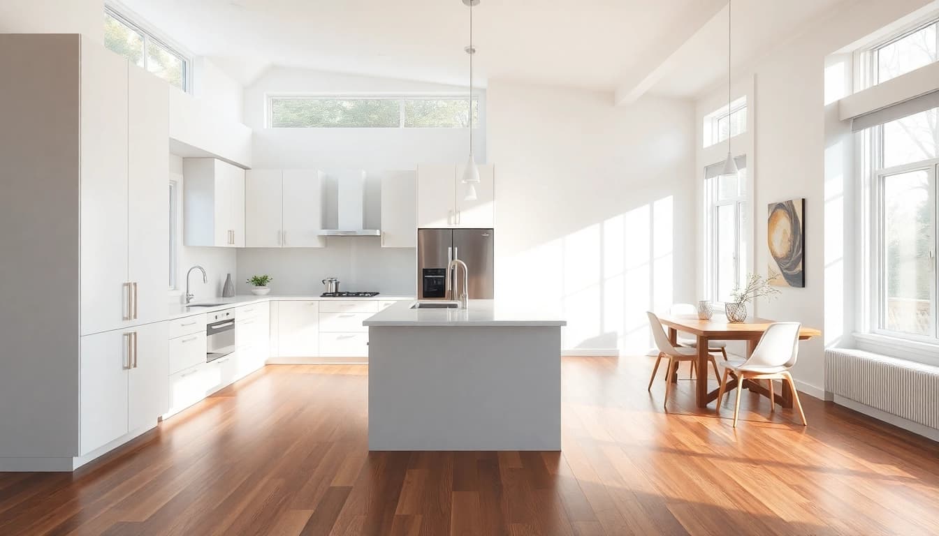 Home renovation showcasing a modern kitchen transformation with stylish features.