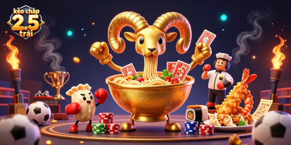 Engage in kèo chấp 2.5 trái betting strategies with dynamic characters in a vibrant casino-themed scene.