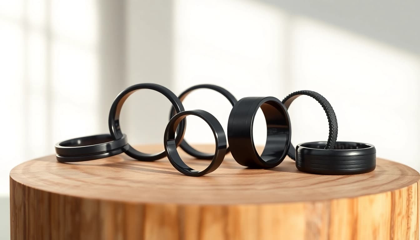Showcase unique Black Zirconium Rings highlighting their elegance and durability.