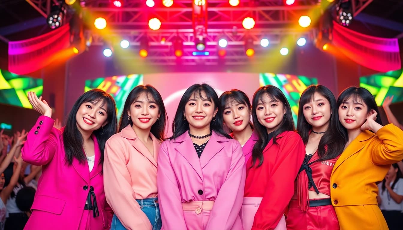 Engage with the vibrant personalities of blackpink members in this dynamic concert portrait.