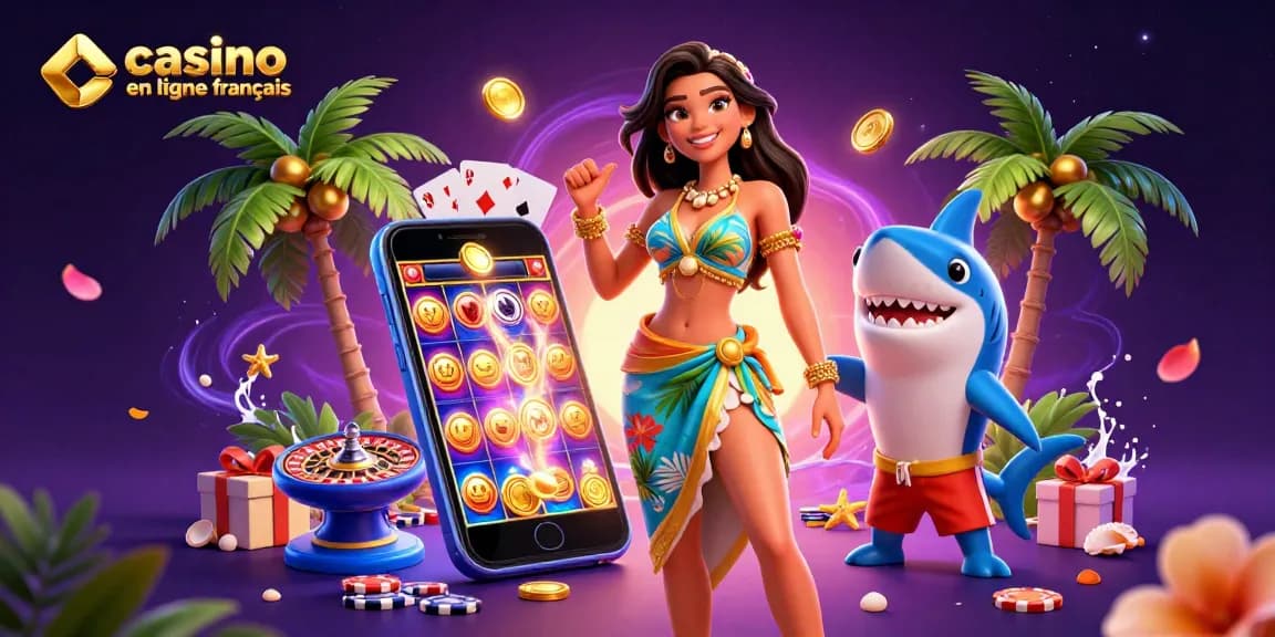Interagissez avec le casino en ligne français à travers des jeux palpitants et des visuels vibrants dans cette scène dynamique.