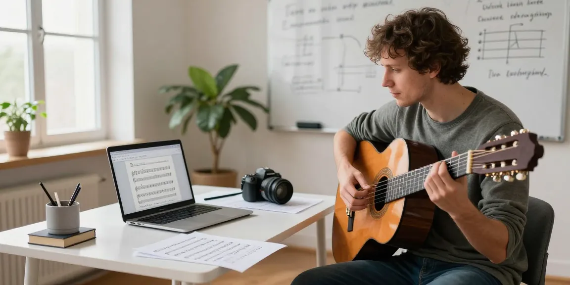 Engaging classical guitar lessons online with a certified instructor and learning materials.