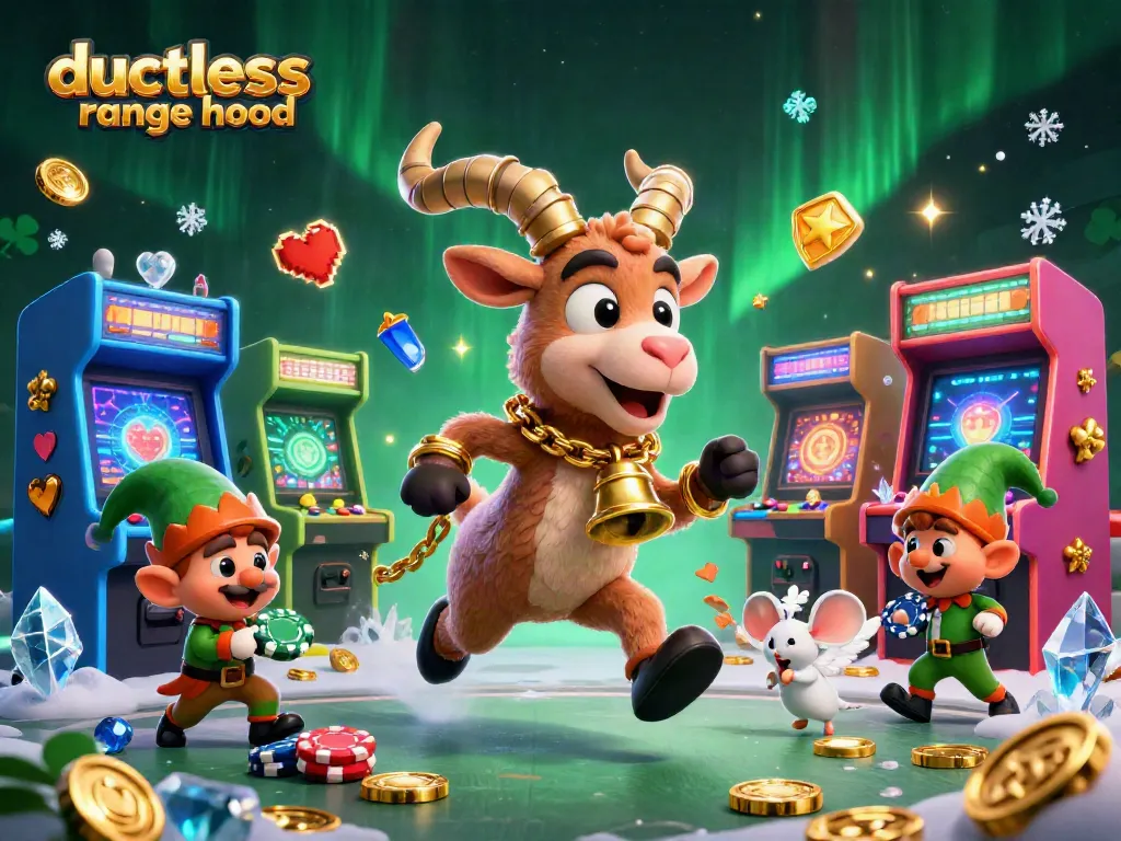 Dive into a thrilling experience with our ductless range hood as mischievous gremlins steal chips in a festive casino.