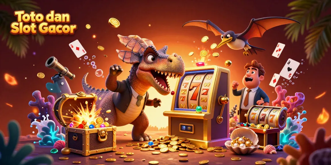 Toto dan Slot Gacor scene featuring dynamic characters in a vibrant casino environment, showcasing excitement and winning opportunities.