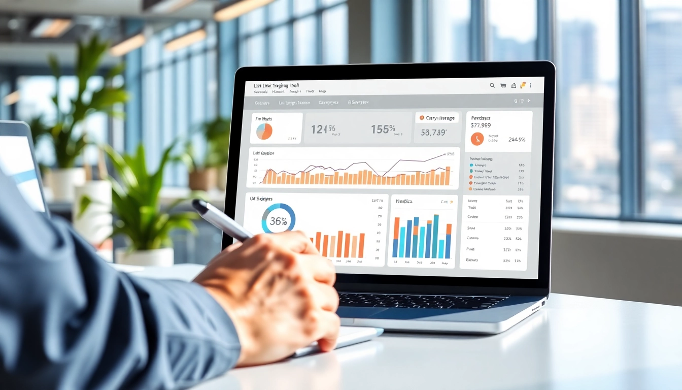Track engagement metrics using a document and link tracking tool dashboard displayed on a laptop.
