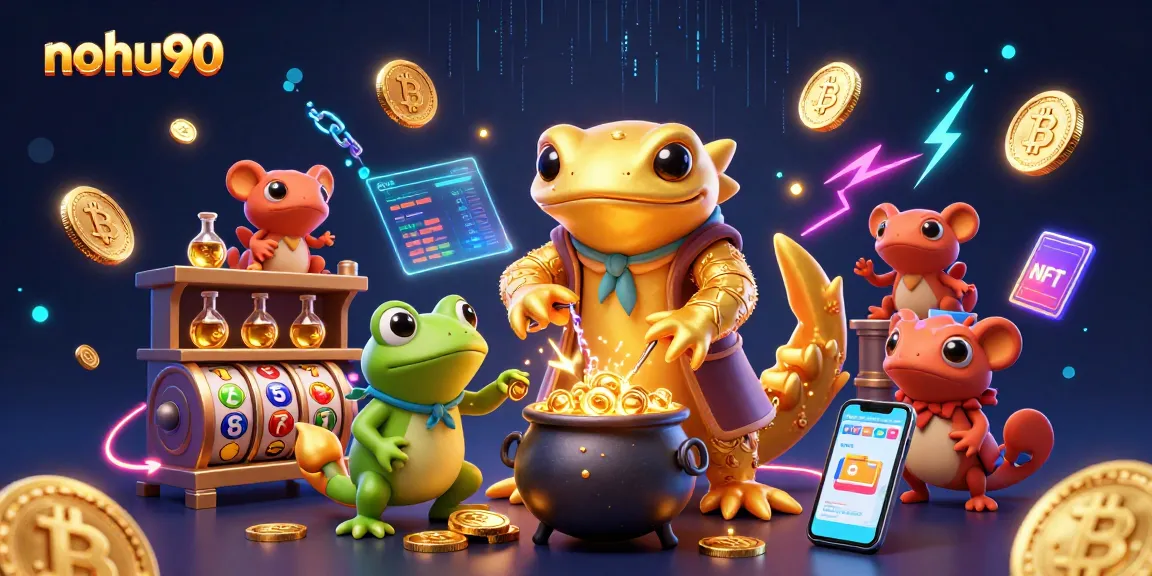 Engage in thrilling slot games at nohu90 with golden coin transmutation visuals.