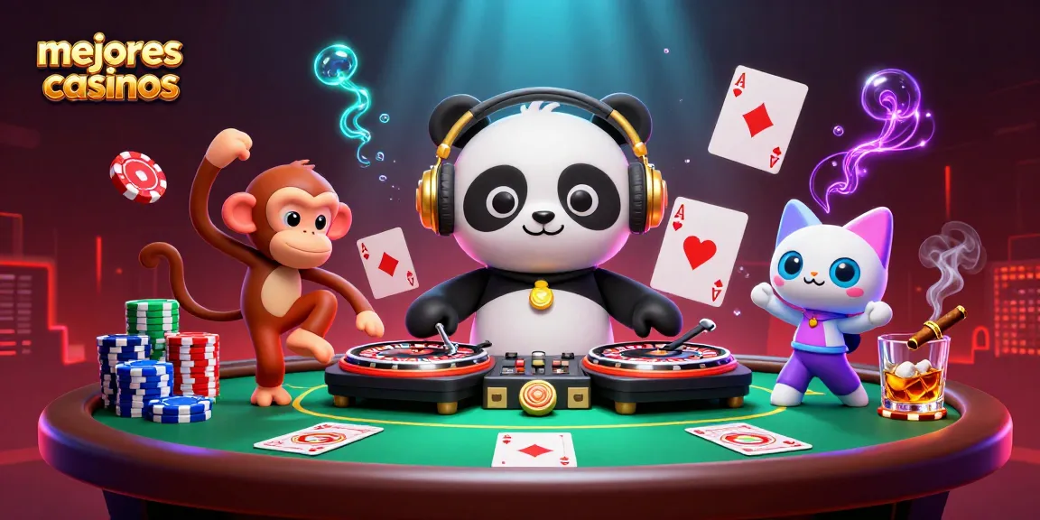 Los mejores casinos presentan un emocionante ambiente de juego con un DJ panda y un mono bailando.