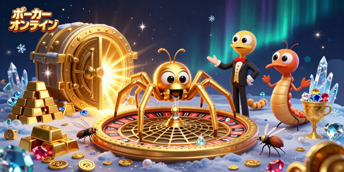 ポーカーオンラインで楽しむための迫力ある3Dイラスト。豪華な演出とキャラクターの動き。