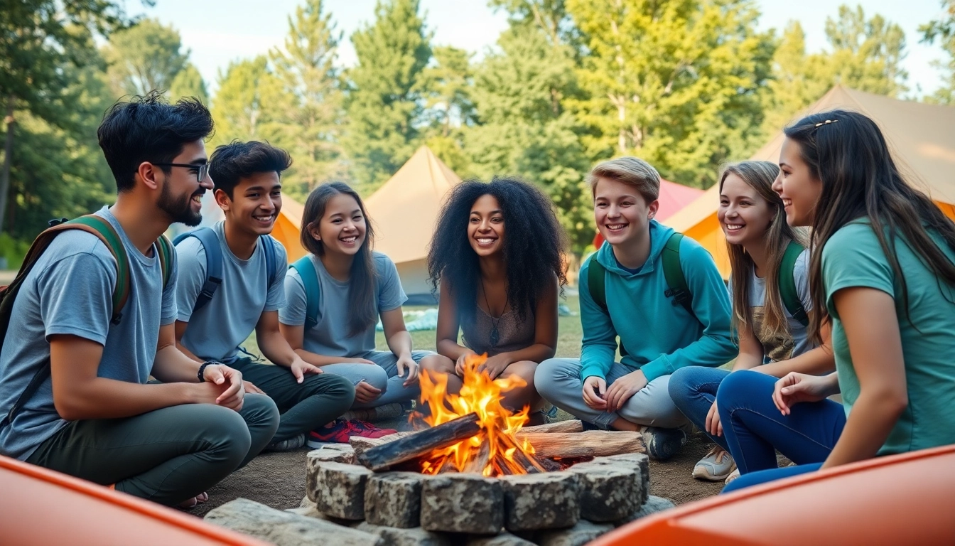 Teens enjoying activities at a teen summer camp with nature backdrop.