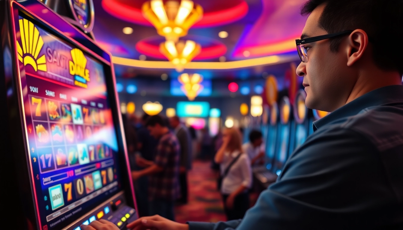 Memenangkan apk slot di mesin slot kasino yang ramai dan penuh warna