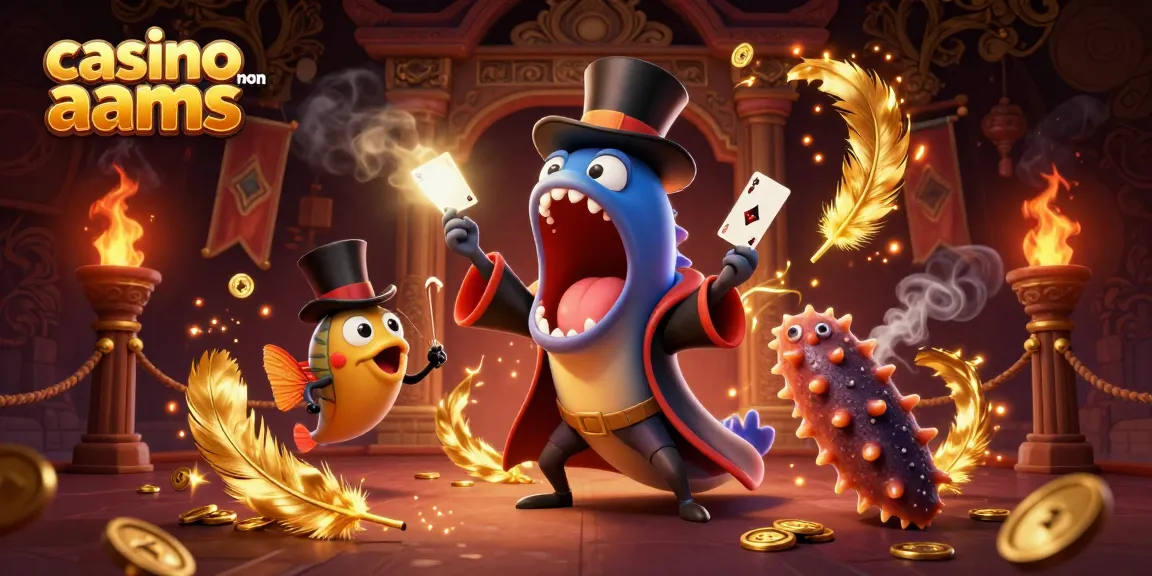 Giocando nei casino non AAMS, una morena bioluminescente fa trucchi con le carte mentre un pesce lanterna illumina il palco.