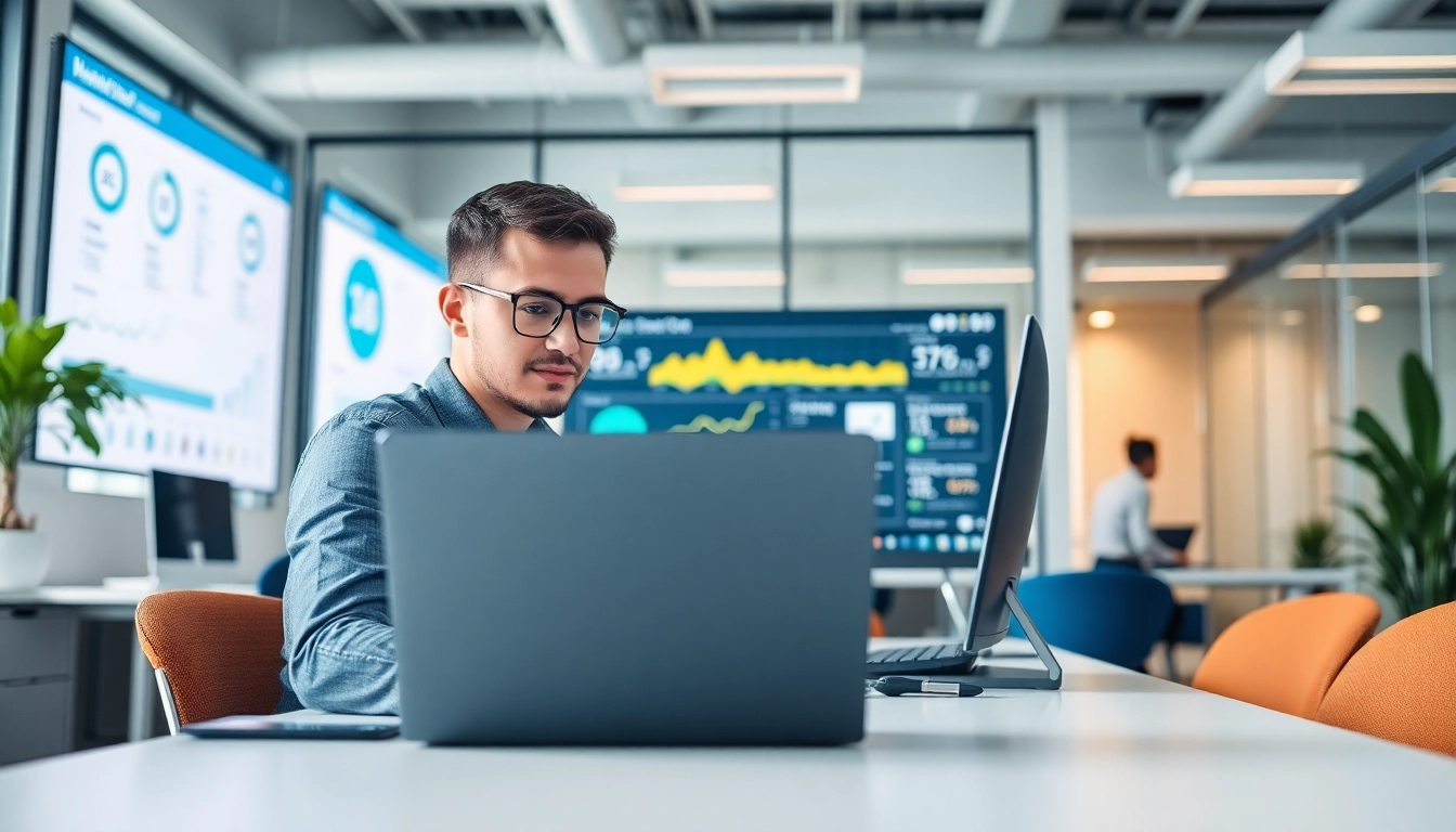 Optimize workflow with an enterprise assistant in a modern office setting.