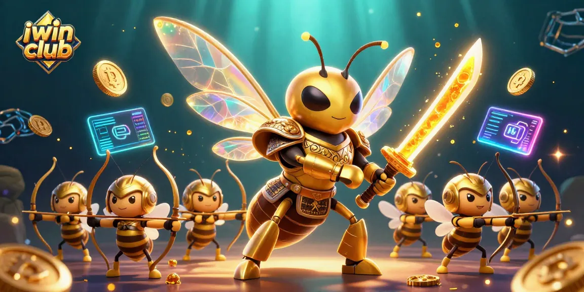 Engage in thrilling gameplay at iwin club with vibrant golden hornet samurai and bee archers.