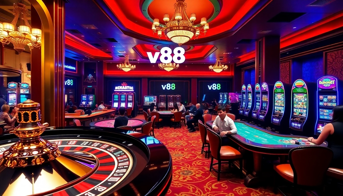 Experience thrilling gameplay at vn88 casino with a luxurious roulette wheel and active players.