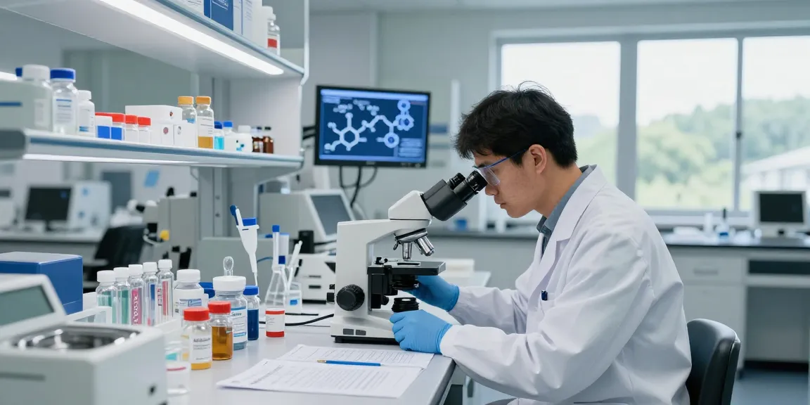 Swiss Chems lab scene showcasing advanced peptide research and analysis