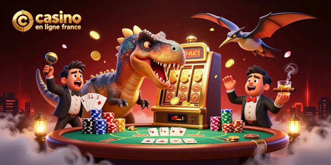 Jouer dans un casino en ligne en France avec une machine à sous dorée et des personnages dynamiques.