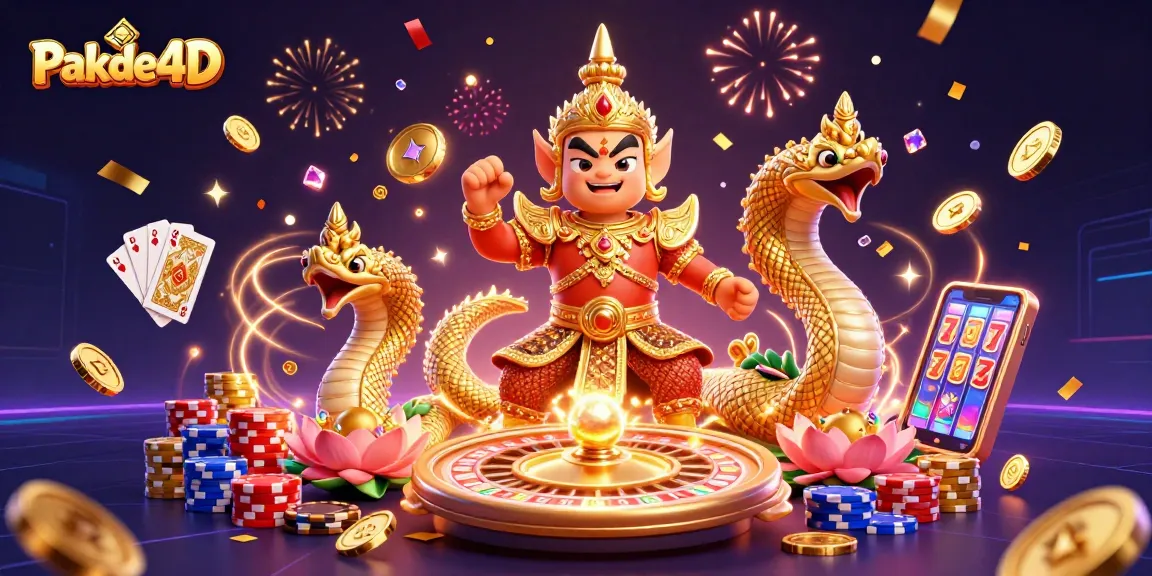 Experience the thrill of Pakde4D with cartoon guardians and vibrant casino elements.