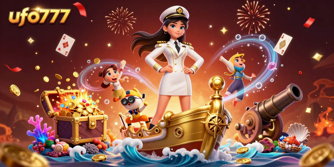 Experience the excitement of ufo777 gaming with vibrant gold coins and celebratory elements.