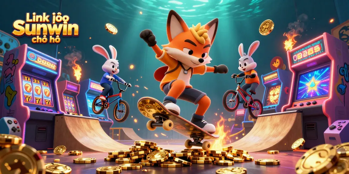Join the action with Link vào Sunwin chính thức as a fox performs tricks in a vibrant casino-themed scene.