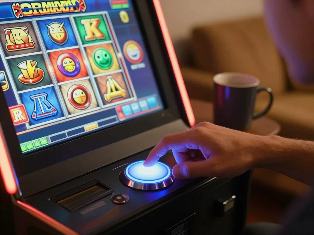 Engaging with slot gacor malam ini by spinning online slot reels on a smartphone.