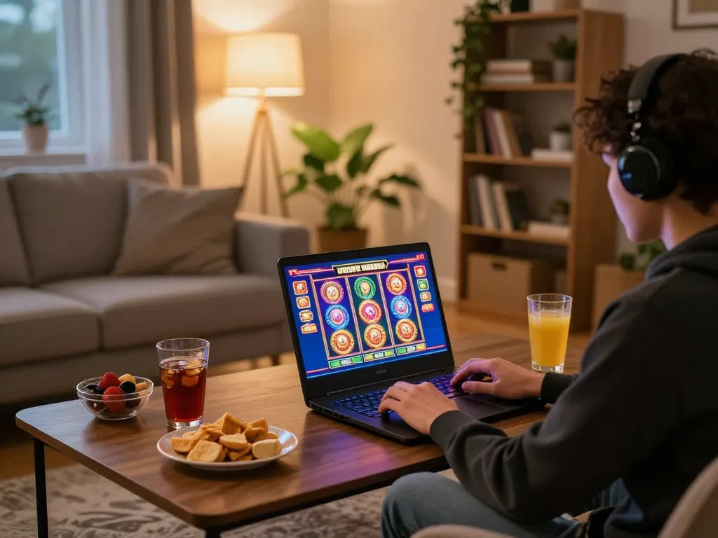 Playing online slots with a new member bonus in a cozy living room