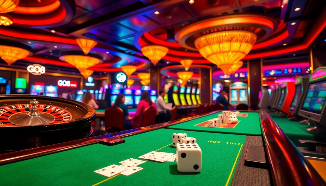 Players enjoying high-stakes games at GO8 casino, capturing the excitement of roulette and poker.