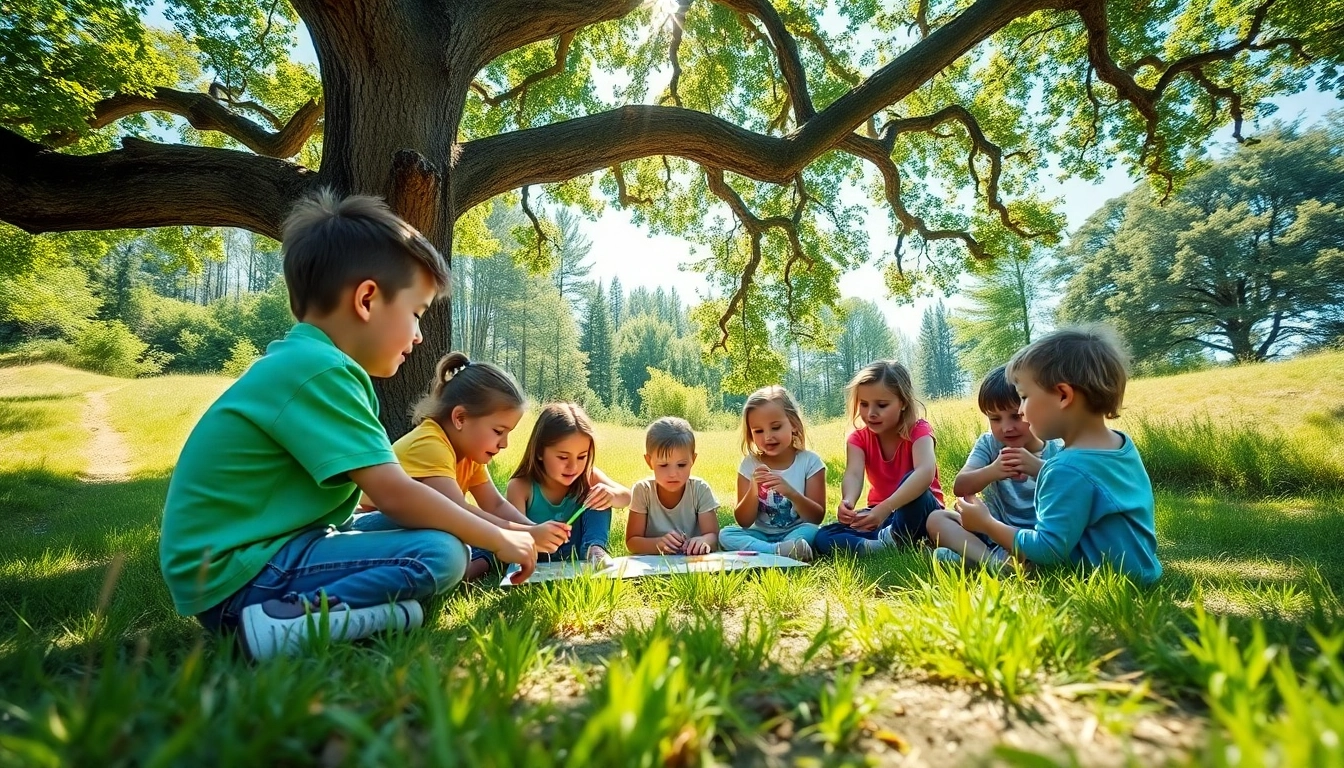 Kids participating in a joyful homeschool summer camp activity outdoors, fostering creativity and friendship.