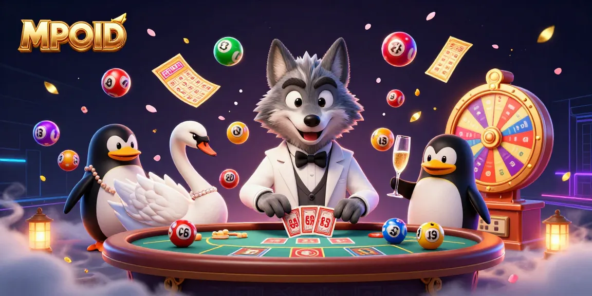 Engage with MPOID's thrilling gaming experience at baccarat, surrounded by vibrant lottery elements.