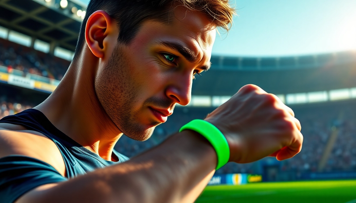 La pulsera power balance destacada en un atleta en plena acción deportiva.