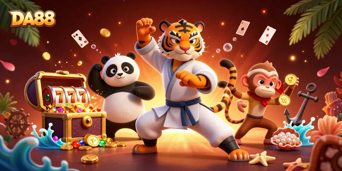Engage in thrilling bets with DA88 featuring playful characters and vibrant casino elements.