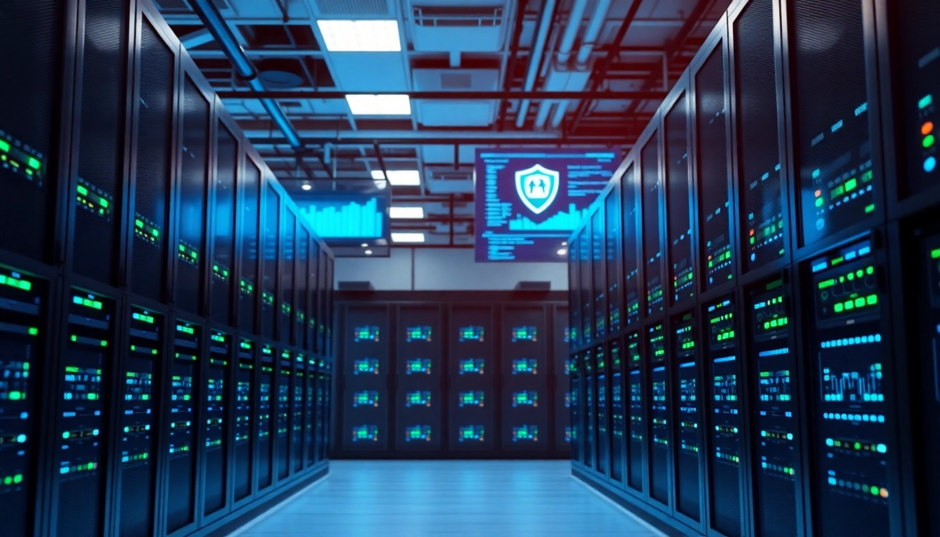 Enhance security and performance with CDN with DDoS Protection in a sleek data center.