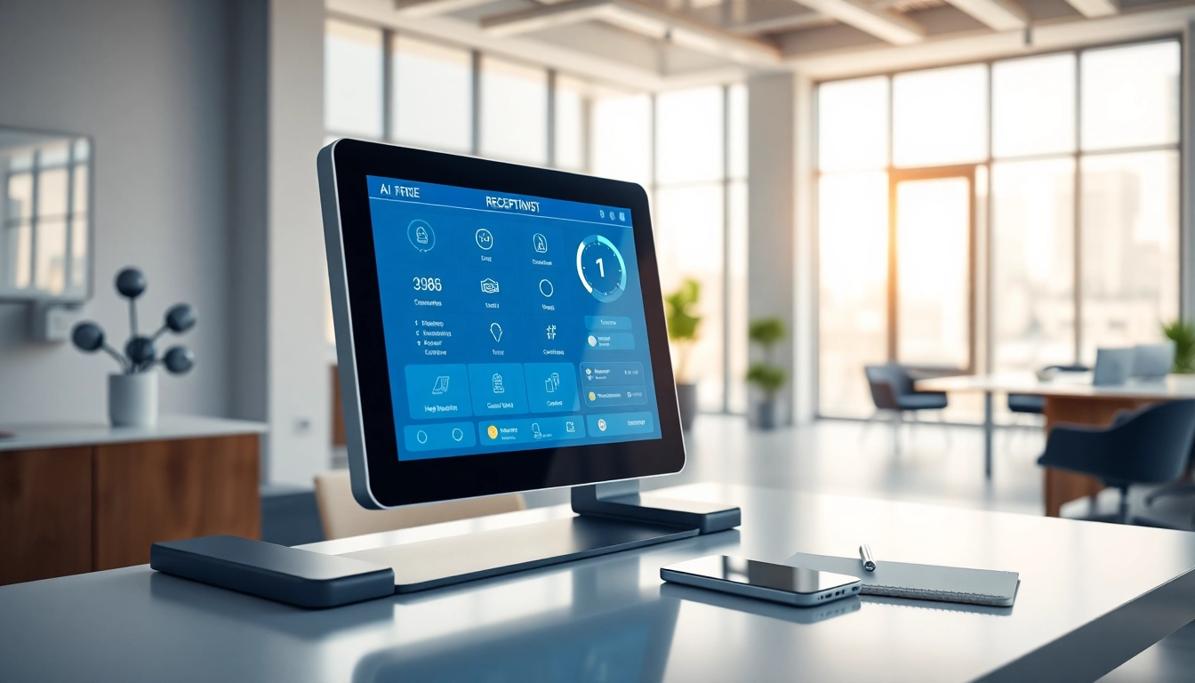 AI Receptionist managing calls efficiently in a modern office environment.