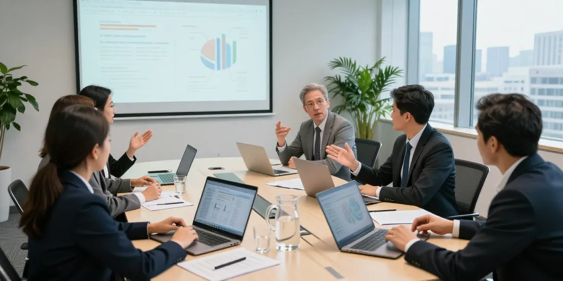 Team engaging in a productive business meeting using MBM strategies.
