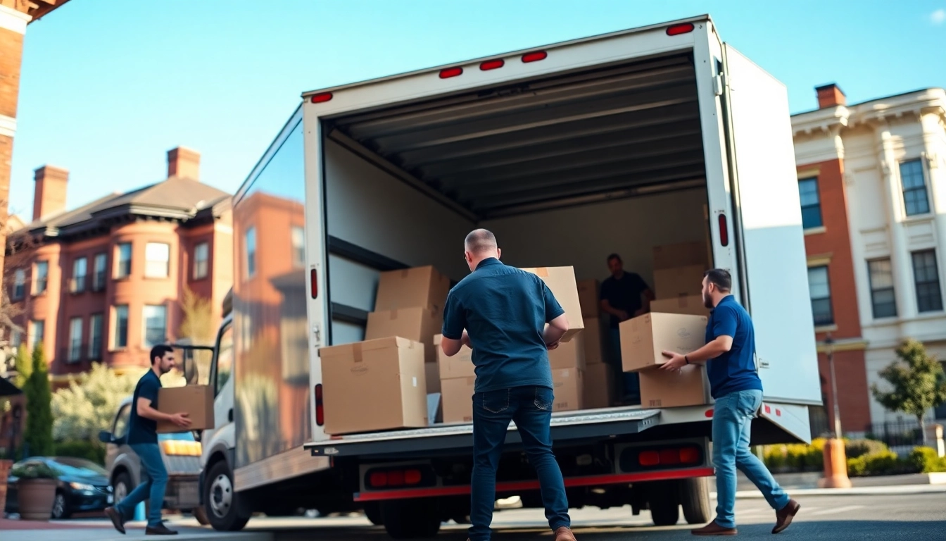Boston moving company team expertly loading boxes for a seamless relocation.