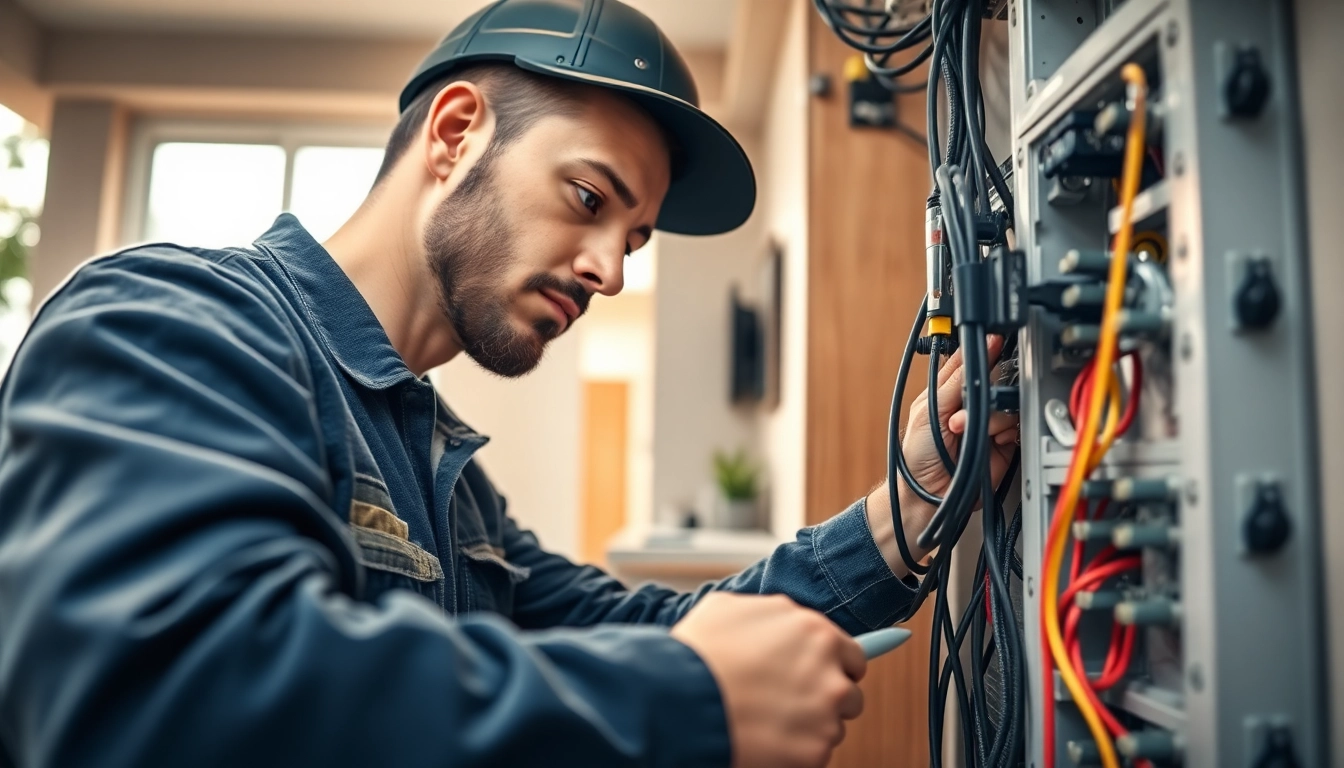 Electrician providing electrical services in Vancouver during a residential wiring project.