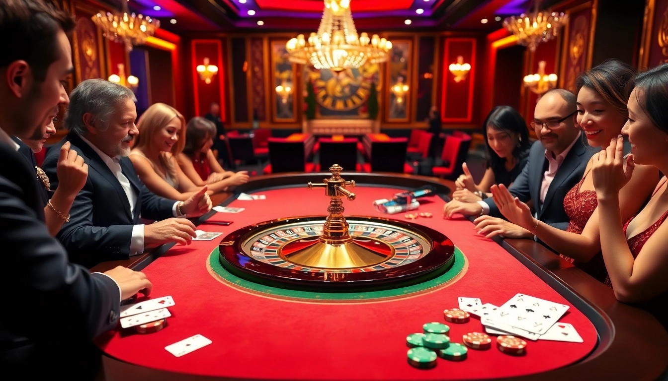 Gambling excitement at the roulette table at https://mm88.land/, showcasing players engaging in high-stakes bets.