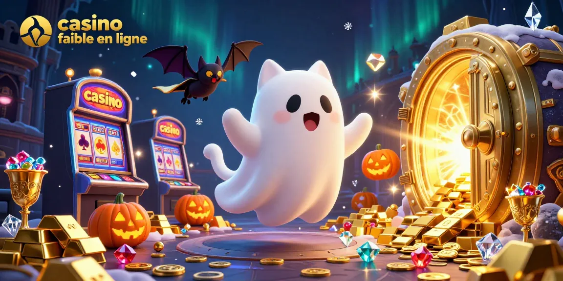 Jouez au casino fiable en ligne avec un chat fantôme, une chauve-souris, et des lumières animées.