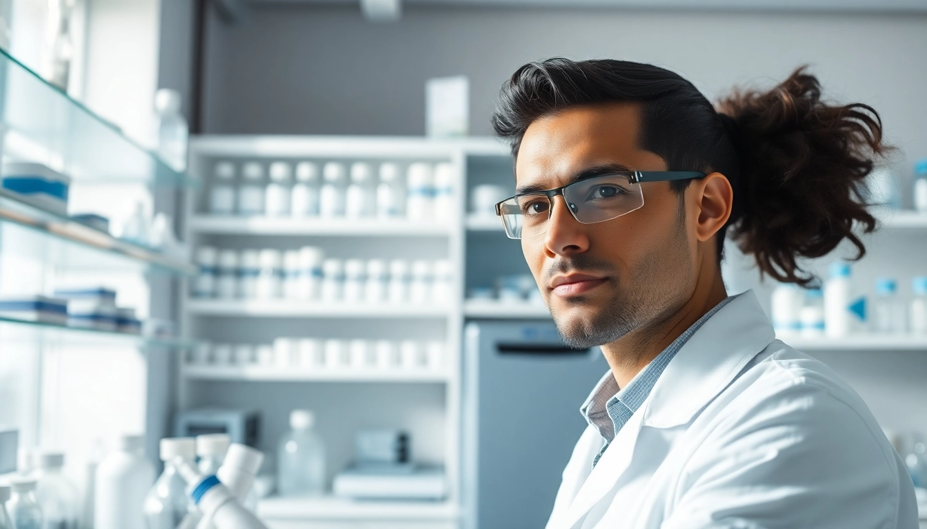 Researching Peptides UK in a professional laboratory with a dedicated scientist.
