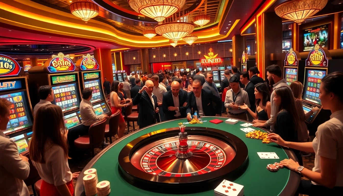 Experience the thrill of gaming at the 8win official casino with vibrant slot machines and players.