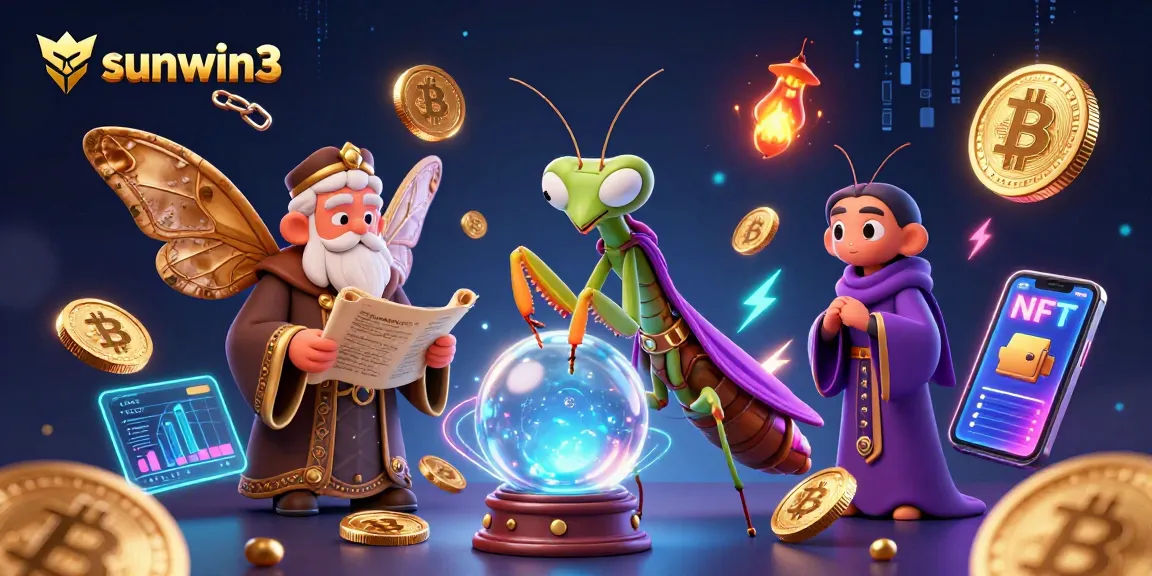 Engage in thrilling gameplay at sunwin3, featuring a vibrant fantasy casino scene with animated characters and crypto elements.