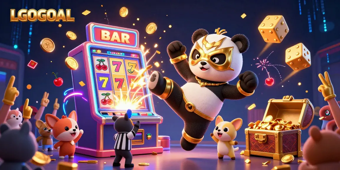 Experience thrilling fun with LGOGOAL as animated characters erupt in a colorful jackpot celebration.