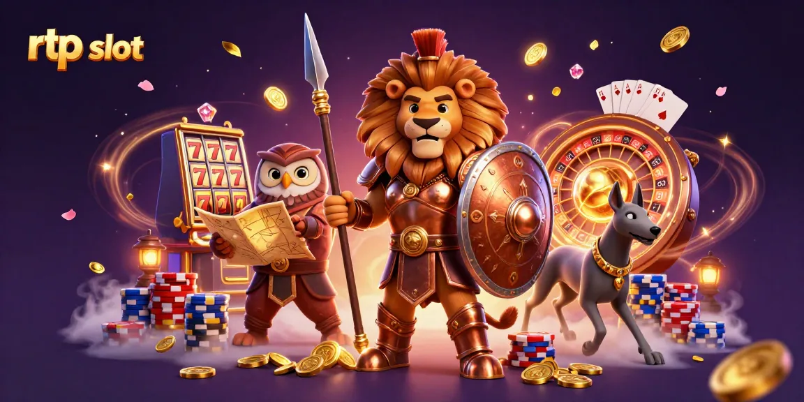 Engage with the exciting rtp slot scene featuring dynamic characters, shimmering coins, and vibrant casino elements.
