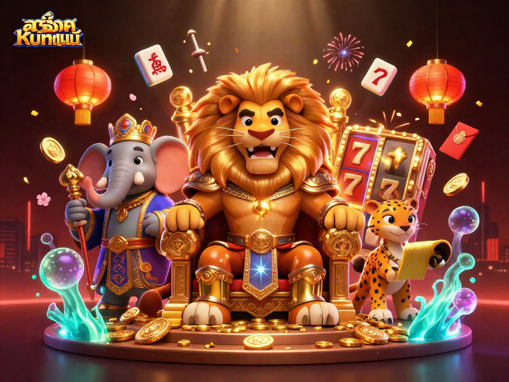 Experience exciting adventures withสล็อตออนไลน์ surrounded by vivid slot reels and playful casino elements.